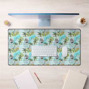 Abstract Watercolor Palm Tree Pattern 2 Desk Mat