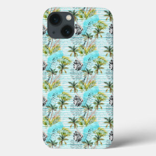 Abstract Watercolor Palm Tree Pattern iPhone 13 Case