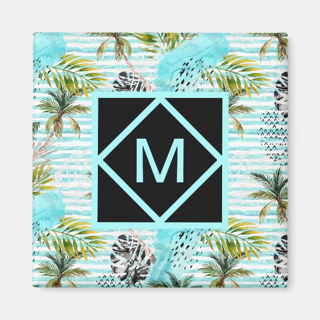 Abstract Watercolor Palm Tree Pattern Magnet (Front)