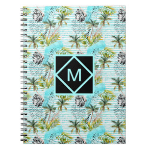 Abstract Watercolor Palm Tree Pattern Notebook