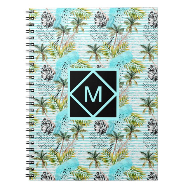 Abstract Watercolor Palm Tree Pattern Notebook (Front)