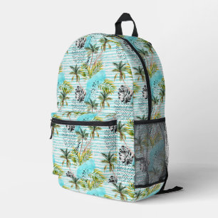 Abstract Watercolor Palm Tree Pattern Printed Backpack