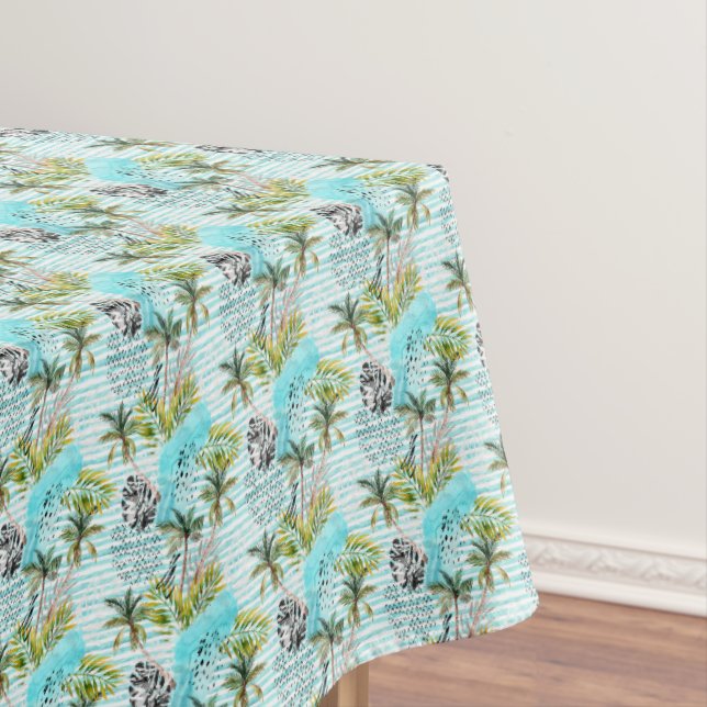Abstract Watercolor Palm Tree Pattern Tablecloth (In Situ)