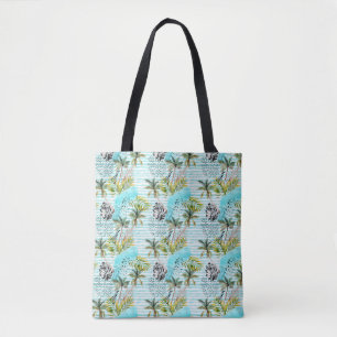 Abstract Watercolor Palm Tree Pattern Tote Bag