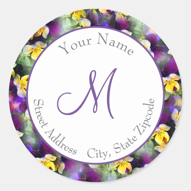 'Abstract Watercolor Pansies' Label (Front)