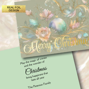 Abstract Watercolor Pastel Christmas Design Foil Holiday Card