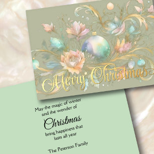 Abstract Watercolor Pastel Christmas Design Holiday Card