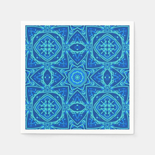 Abstract Watercolor Pattern - Denim Blue  Napkin (Front)