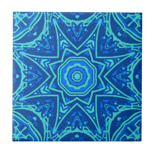Abstract Watercolor Pattern - Denim Blue Tile