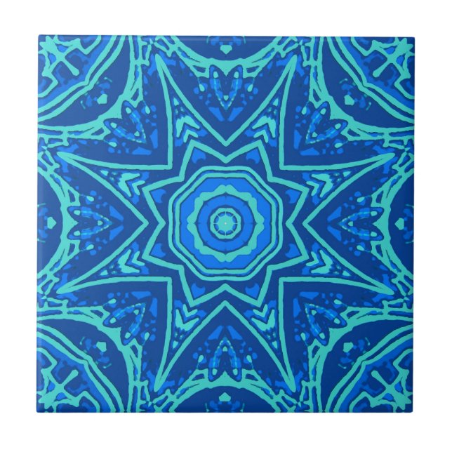 Abstract Watercolor Pattern - Denim Blue  Tile (Front)