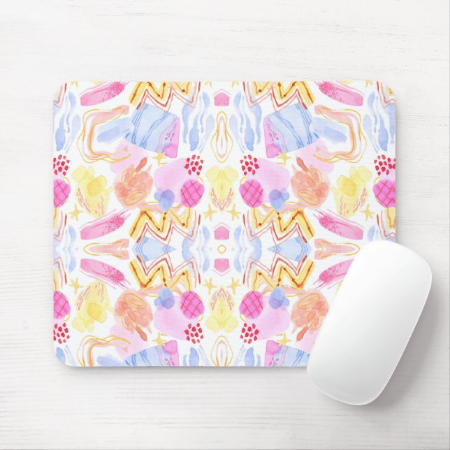 Abstract watercolor pattern with vibrant colours  mouse pad (With Mouse)