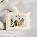 Abstract Watercolor Peach Swirl Custom Photo Holiday Card<br><div class="desc">Abstract Watercolor Peach Paint Swirl Custom Photo Holiday Card</div>