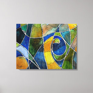 Abstract Watercolor Pen & Ink Canvas Print