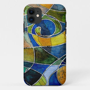 Abstract Watercolor Pen & Ink iPhone 11 Case