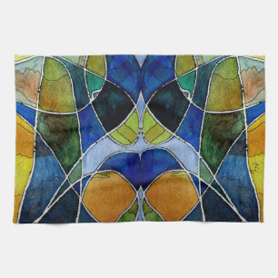 Abstract Watercolor Pen & Ink Kitchen Towel