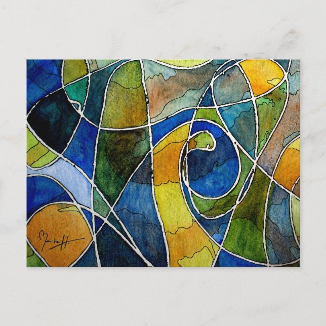 Abstract Watercolor Pen & Ink Postcard (Front)