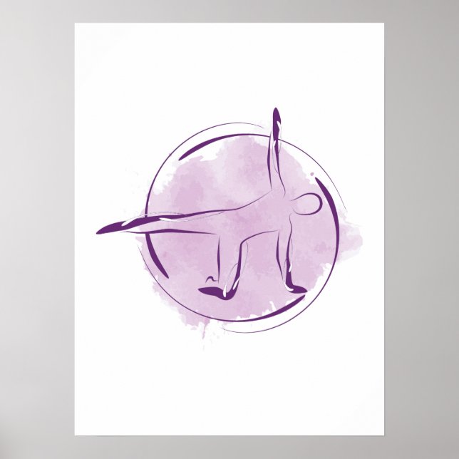 Abstract Watercolor Pilates Pose Poster (Front)