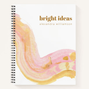 Abstract Watercolor Pink and Gold Personalized Notebook