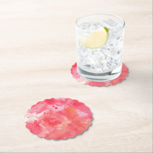 Abstract Watercolor Pink Paper Coaster