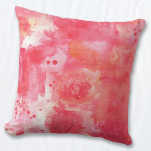 Abstract Watercolor Pink Throw Pillow