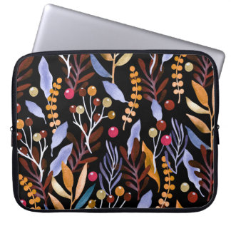 Abstract Watercolor Plants Herbs Pattern Laptop Sleeve
