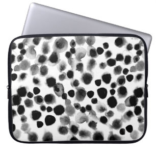 Abstract watercolor polka dots seamless pattern laptop sleeve