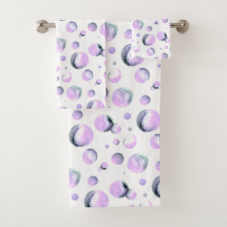 Abstract Watercolor purple bubbles fine art Bath Towel Set