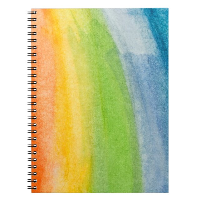 Abstract watercolor rainbow colours backgroundback notebook (Front)