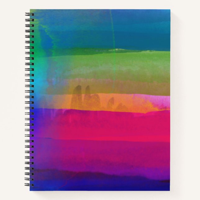Abstract Watercolor Rainbow Colours  Notebook (Front)