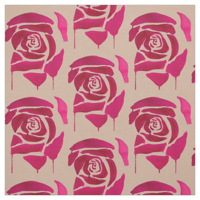 Abstract watercolor rose original art floral fabric (Swatch)