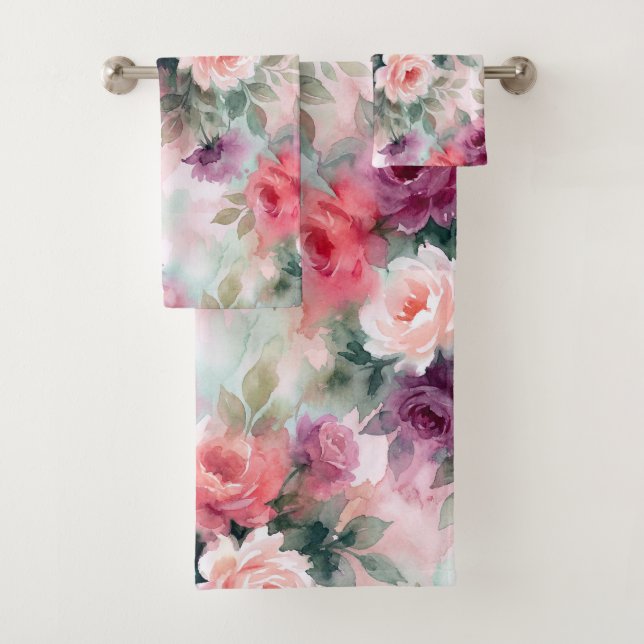 Abstract Watercolor Roses Pattern –Romantic Floral (En situation)