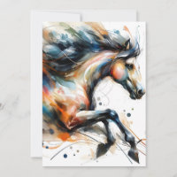 Abstract Watercolor Running Horse