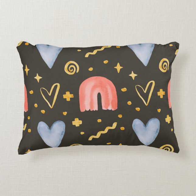 Abstract watercolor seamless pattern, handdrawn il accent pillow (Front)