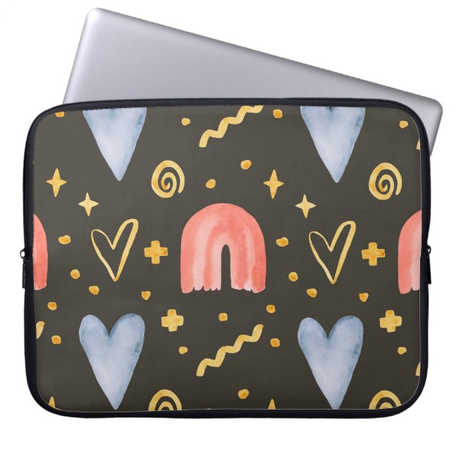 Abstract watercolor seamless pattern, handdrawn il laptop sleeve (Front)