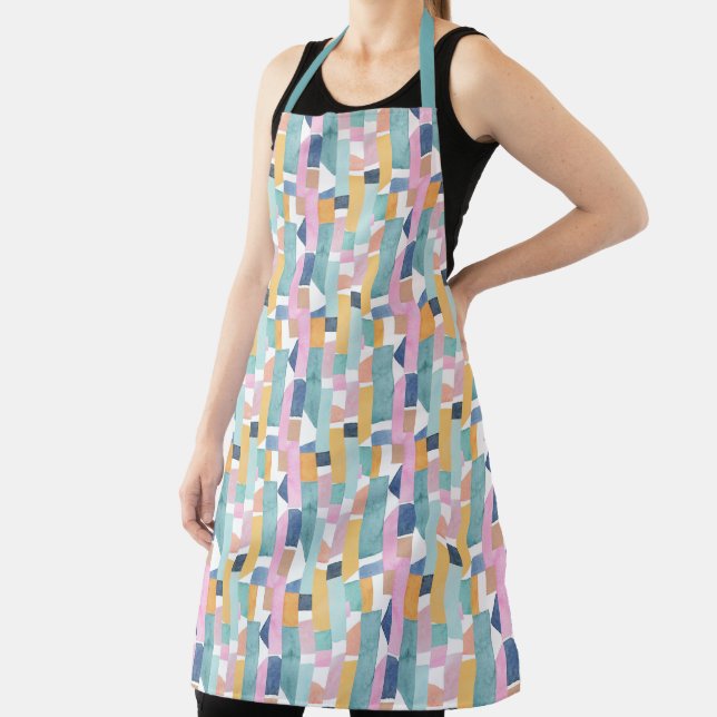 Abstract Watercolor Shape Pattern Apron (Insitu)