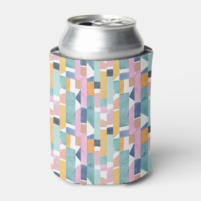 Abstract Watercolor Shape Pattern Can Cooler (Can Front)