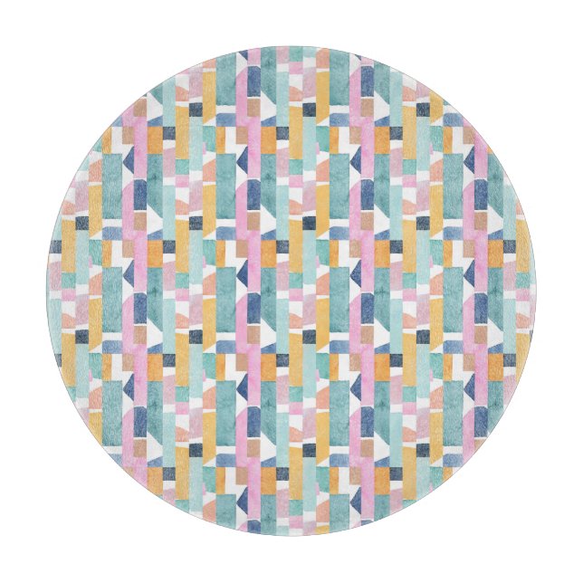 Abstract Watercolor Shape Pattern Cutting Board (Front)