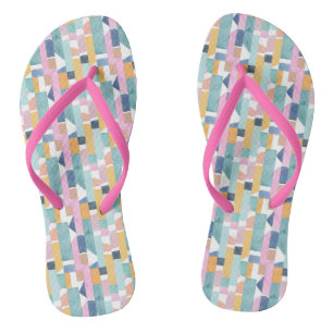 Abstract Watercolor Shape Pattern Flip Flops