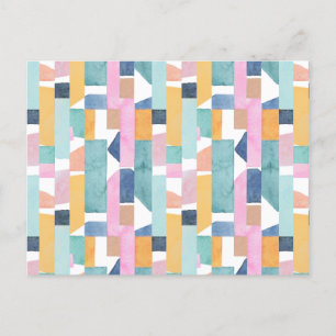 Abstract Watercolor Shape Pattern Holiday Postcard