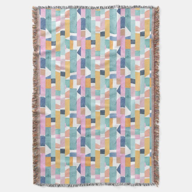 Abstract Watercolor Shape Pattern Throw Blanket (Front Vertical)