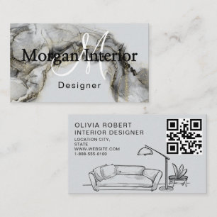 Abstract Watercolor Shapes Interior Designer  Business Card