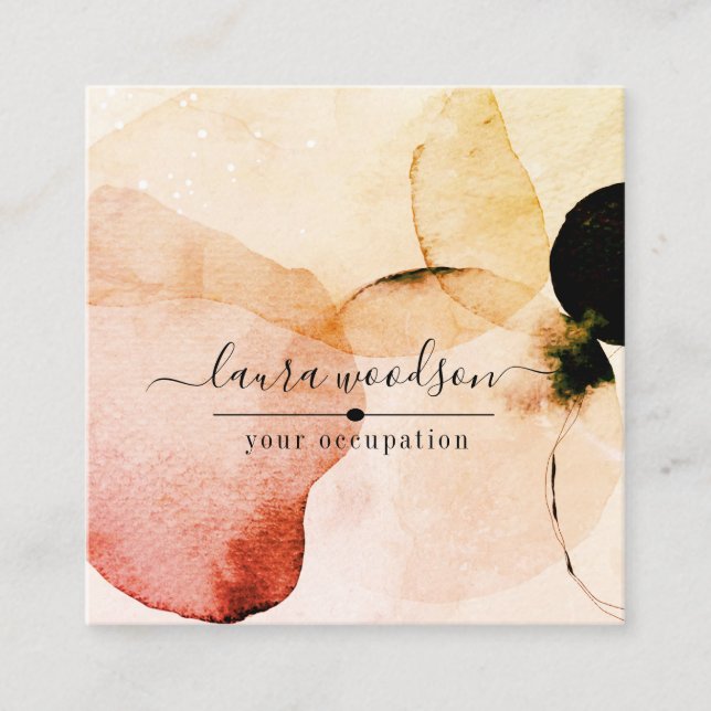 Abstract Watercolor Shapes Interior Designer Square Business Card (Front)