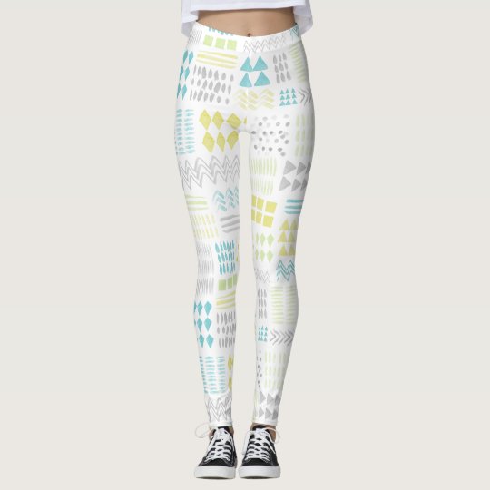 Abstract Watercolor Shapes Pattern Leggings