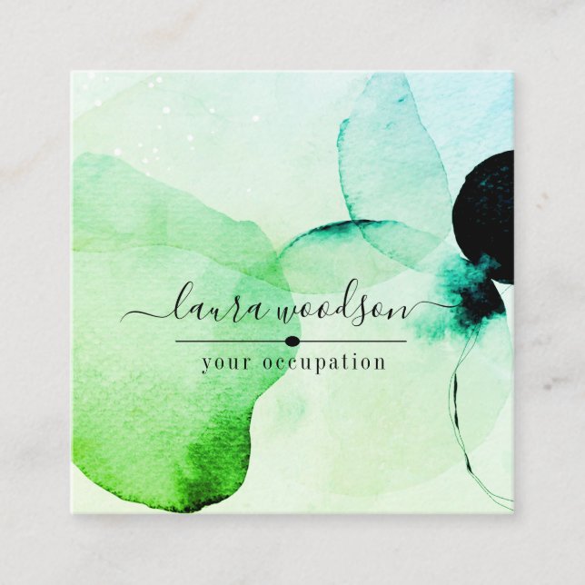 Abstract Watercolor Shapes Square Business Card (Front)