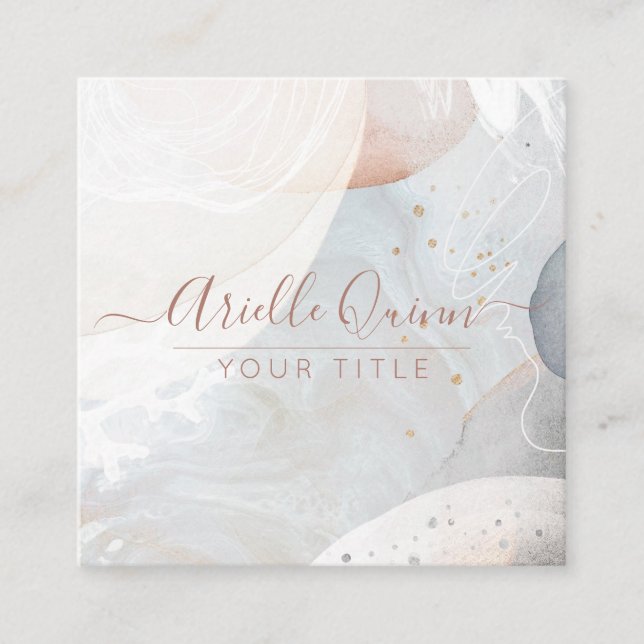 Abstract Watercolor Shapes Square Business Card (Front)