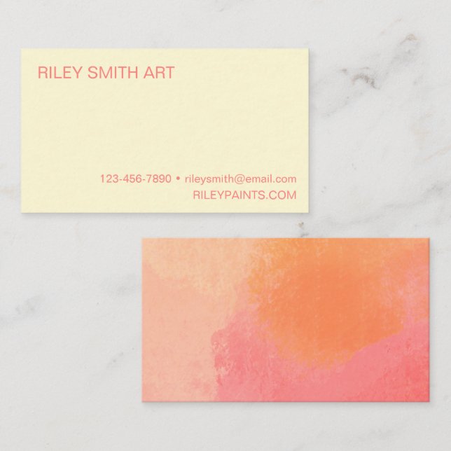  Abstract Watercolor Simple Boho Pink Gradient Business Card (Front/Back)