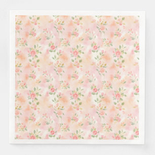 Abstract Watercolor Small Peach Pink Flowers Napkin