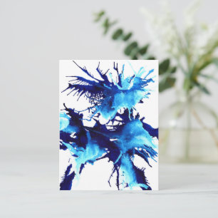 Abstract Watercolor splash bold blue Postcard