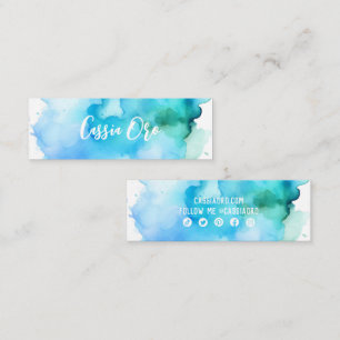Abstract Watercolor Splash Custom Social Media Mini Business Card