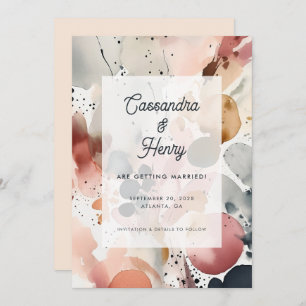 Abstract Watercolor Splashed Wedding Save The Date